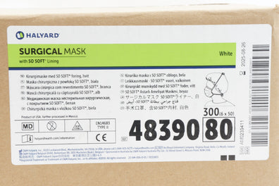 Halyard 48390 Surgical Mask With SO SOFT Lining, White - Box of 300